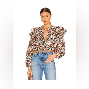 NWT - Something Navy Floral Ruffle Blouse - S